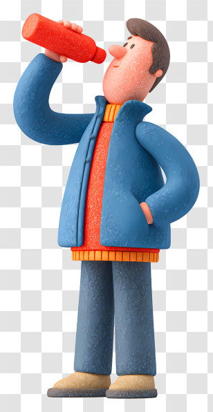 Man Drinking Water - Man Drinking From A Bottle In Casual Outfit Transparent PNG