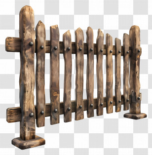 Wooden Fence - Rustic Wooden Fence With Natural Texture Transparent PNG