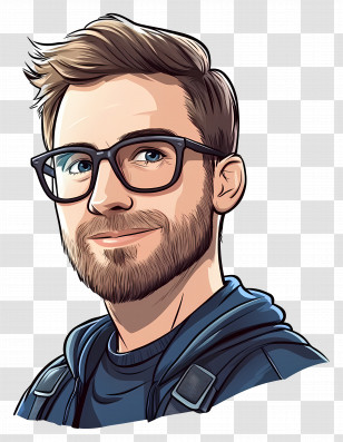 Chris Evans - Stylish Cartoon Character With Glasses Transparent PNG
