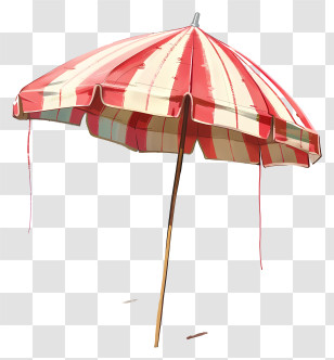 Beach Umbrella - Red And White Striped Beach Umbrella Transparent PNG
