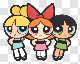 The Powerpuff Girls - Powerpuff Girls Cute Trio Transparent PNG