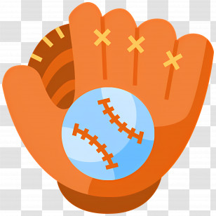 Baseball Glove - Orange Baseball Glove With Ball Illustration Transparent PNG