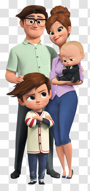 The Boss Baby - Animated Family With Two Kids Transparent PNG