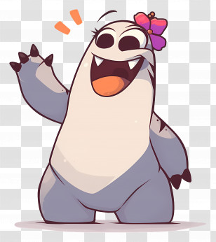 Cartoon Character - Cute Creature With Flower Cartoon Transparent PNG