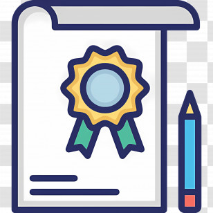 Certificate Of Merit - Certificate And Pencil In Flat Cartoon Style Transparent PNG