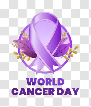 World Cancer Day - World Cancer Day Logo With Purple Ribbon Transparent PNG