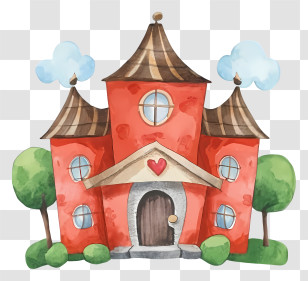 Cartoon Castle Drawing - Small Cute Doodle House Transparent PNG