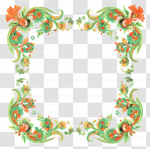 Line Art - Ornamental Decorative Floral Frame Transparent PNG