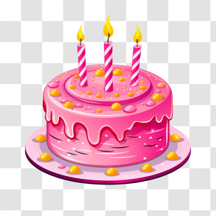 Birthday Cake - Pink Birthday Cake With Candles Transparent PNG