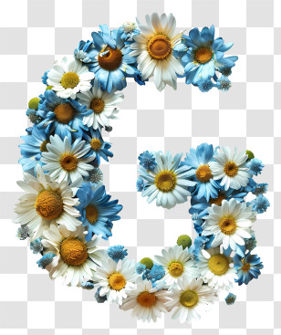 Letter G - G Letter Made Of Blue And White Flowers Transparent PNG