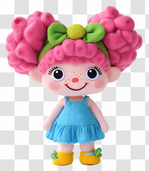 Tikiboo Troll - Cute Playful Doll With Pink Curly Hair Transparent PNG