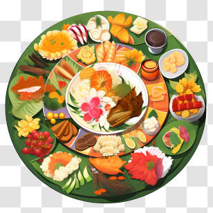 Onam Sadya Food - Lavish Traditional Meal On Plate Transparent PNG