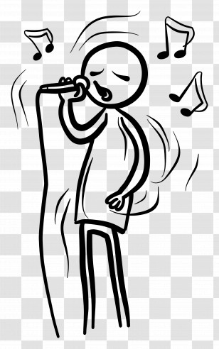 Stick Figure Singing - Singing Stick Figure With Musical Notes Transparent PNG