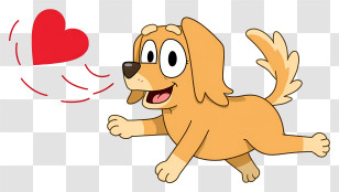 Dog Sending A Flying Kiss - Happy Dog Cartoon With Heart Transparent PNG
