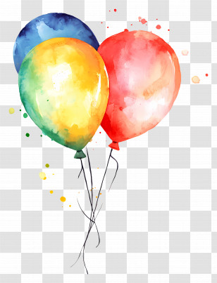 Watercolor Balloons - Colorful Party Balloons Transparent PNG
