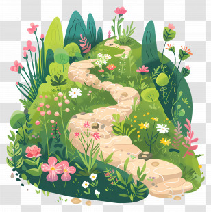 Hiking Trails - Charming Garden Path With Flowers And Greenery Transparent PNG