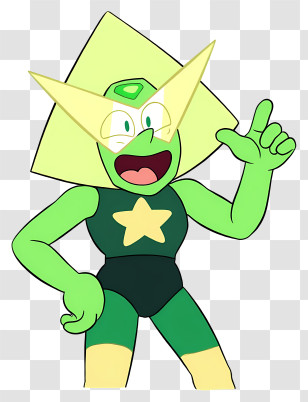 Peridot - Energetic Green Gem Character Pointing Transparent PNG