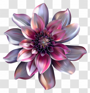 3d Flower - Vibrant Purple Dahlia Flower Illustration Transparent PNG
