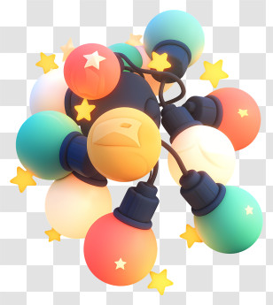 Colorful String Lights - Colorful Decorative Lights With Stars Transparent PNG