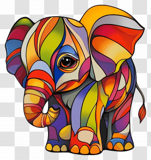 Baby Elephant - Stained Glass Style Elephant Transparent PNG