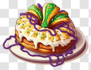 Pastry - Decorative King Cake For Mardi Gras Celebrations Transparent PNG