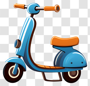 Moped - Stylish Blue Scooter With An Orange Seat Transparent PNG