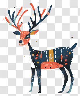 Reindeer - Colorful Abstract Deer Illustration Transparent PNG
