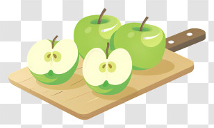 Green Apples - Green Apples On Cutting Board Transparent PNG