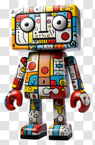 Cartoon Toy - Colorful Doodle Robot In Cartoon Style Transparent PNG