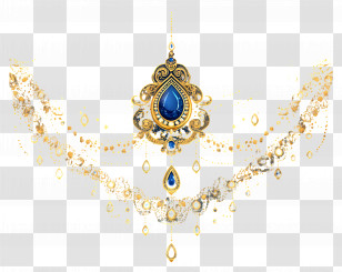 India Wedding Pattern - Blue Jewel Necklace Design Transparent PNG