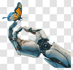 Robot Hand - Robot Hand Holding Butterfly Transparent PNG