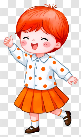 Cartoon Student - Happy Child In Orange Outfit Transparent PNG