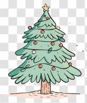 Christmas Tree - Traditional Christmas Tree With Ornaments Transparent PNG