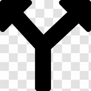 Two Direction Arrow - Black Branching Arrow Symbol For Direction Transparent PNG