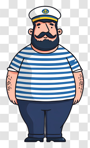 Overweight Sailor - Cartoon Sailor With Striped Shirt Transparent PNG