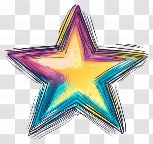 Doodle Star - Colorful Gradient Star Drawing Transparent PNG