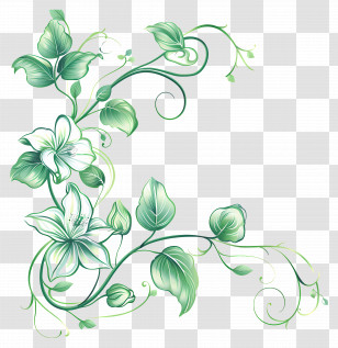 Green Flower - Graceful Green Floral Vine Design Transparent PNG