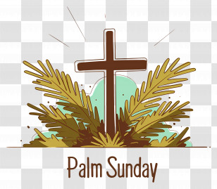 Palm Sunday - Palm Sunday Cross With Palms Transparent PNG