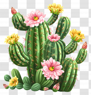 Cactus Plant - Colorful Flowering Cactus Plants Transparent PNG