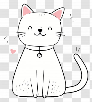 Cute Cat - Minimalist Cute Cat Cartoon Illustration Transparent PNG