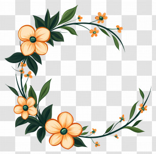 Flower Frame - Illustration Of A Floral Corner Frame Transparent PNG
