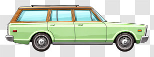 Station Wagon - Retro Green Woodie Station Wagon Transparent PNG