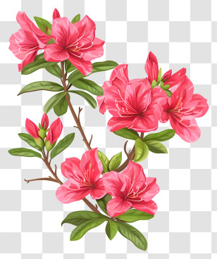 Azalea Plant - Pink Azalea Flowers Illustration Transparent PNG