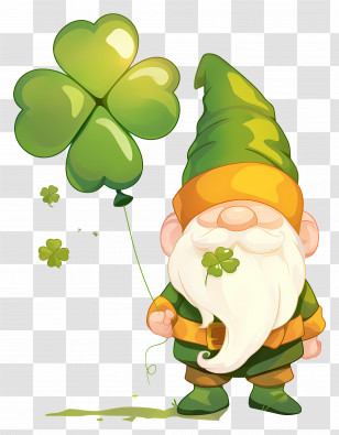 St Patricks Day Gnome - Leprechaun With Clover Balloon Transparent PNG