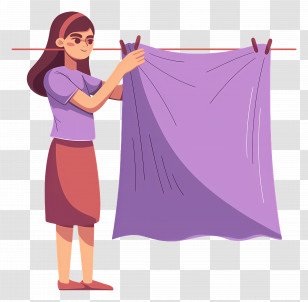 Housewife Cleaning Clothes - Hanging Laundry On Clothesline Transparent PNG