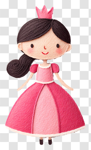 Birthday Princess - Cartoon Princess In Pink Dress Transparent PNG