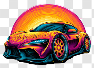 Vibrant - Vibrant Neon Sports Car Illustration Transparent PNG