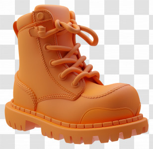 Cartoon Boot - Orange Laced Boot Illustration Transparent PNG