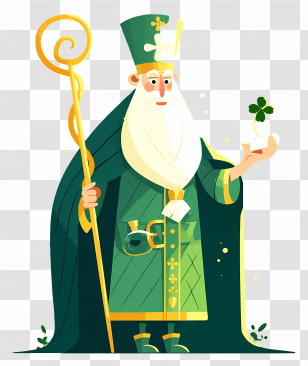 Saint Patrickâ€™s Day - Green Saint With Shamrock Transparent PNG