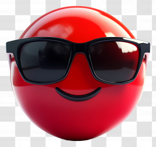 Sunglasses Emoji - Red Smiley With Sunglasses Transparent PNG